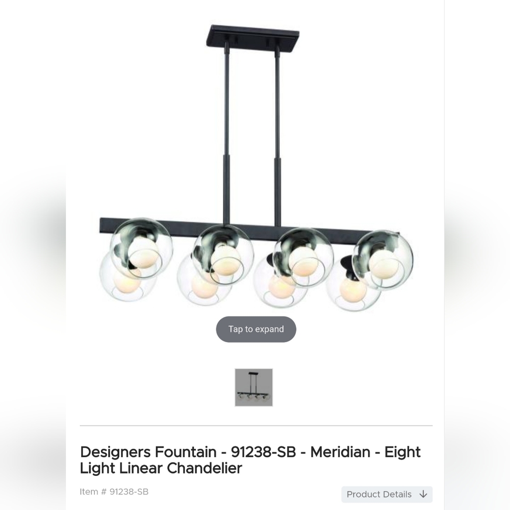 Designers Fountain Meridian 8 Light Linear Chandelier in Satin Bronze
